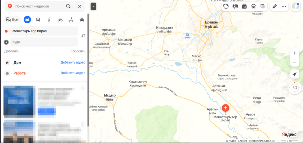 Монастырь Хор Вирап на карте.png