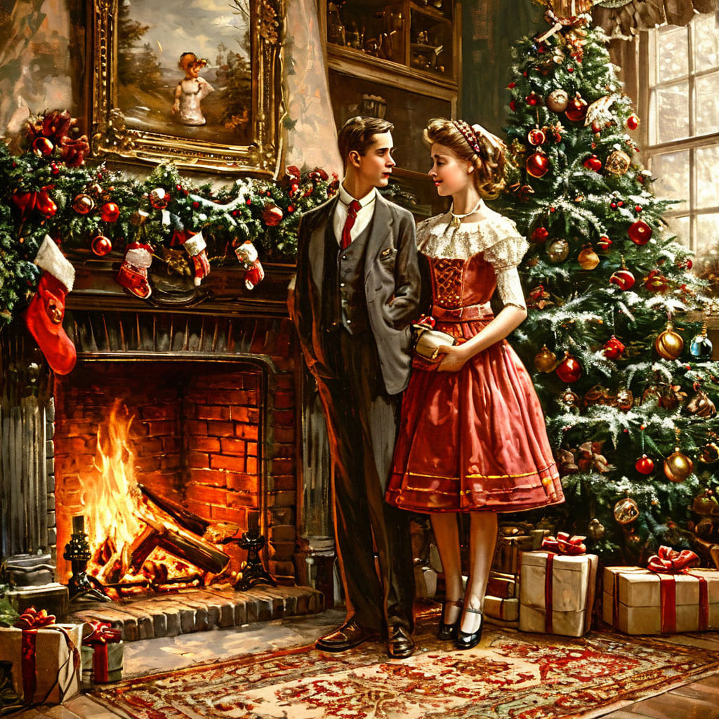 Парень и девушка стоит возле камина в санатории Жемчужина.jpg