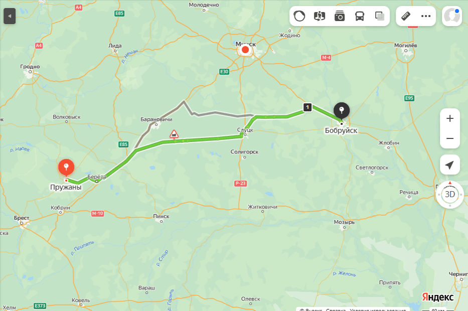 Расстояние от Бобруйска до Пружан.png