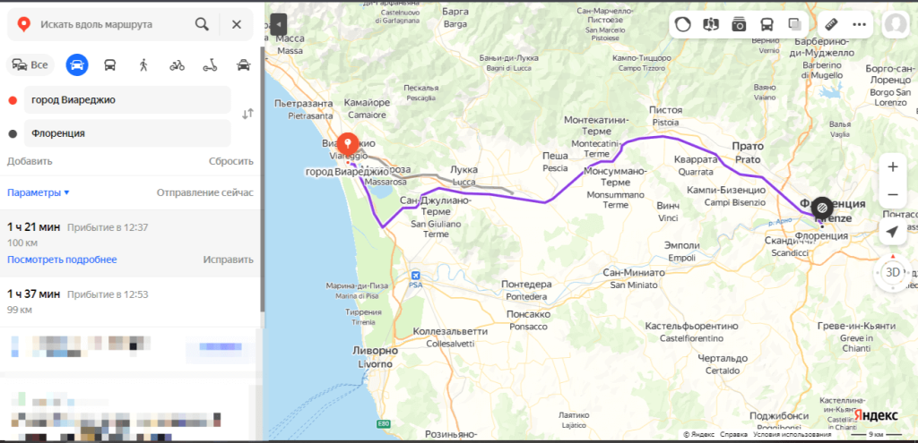 Расстояние от Флоренции до Виареджио, столицы Тосканы.png