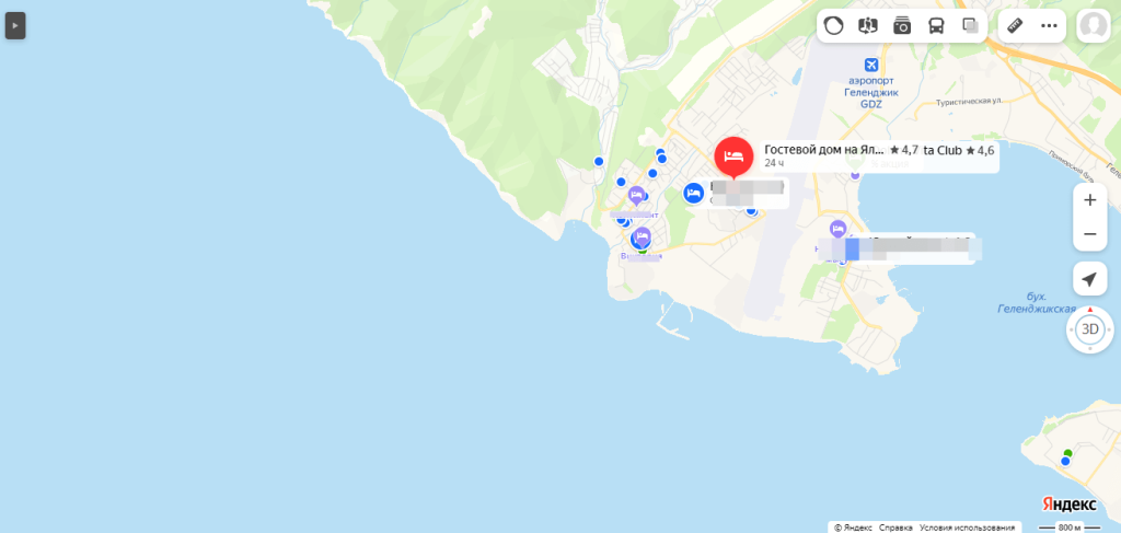 Гостевой дом в Голубой бухте На Ялтинской на карте Гостевой дом в Голубой бухте На Ялтинской на карте