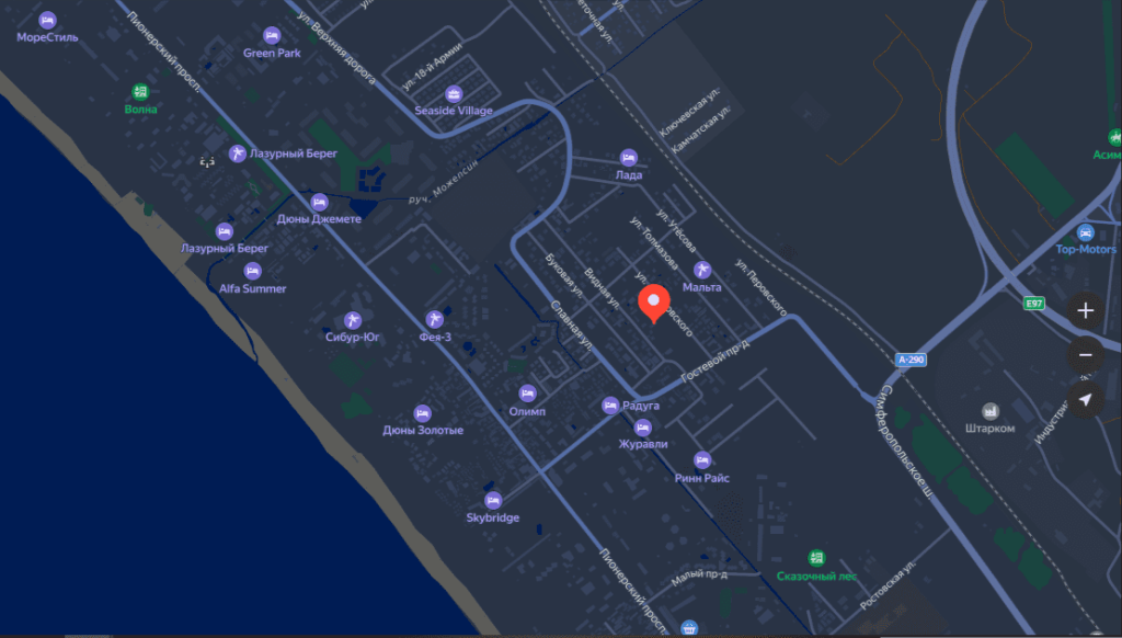 Гостевой дом Гранат в Джемете, Анапа на карте.png