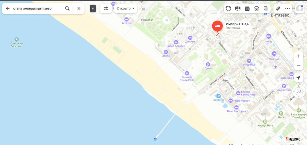 Отель Империя в Витязево, Анапа на карте.png