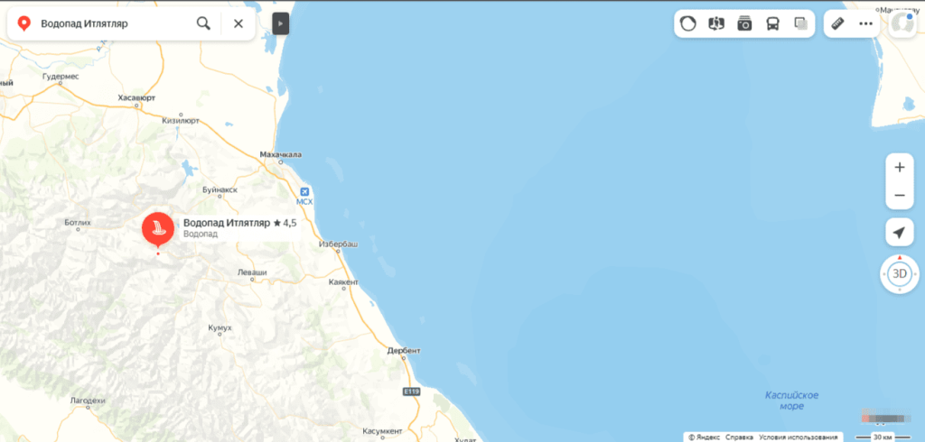 Водопад Итлятляр, Дагестан на карте.png