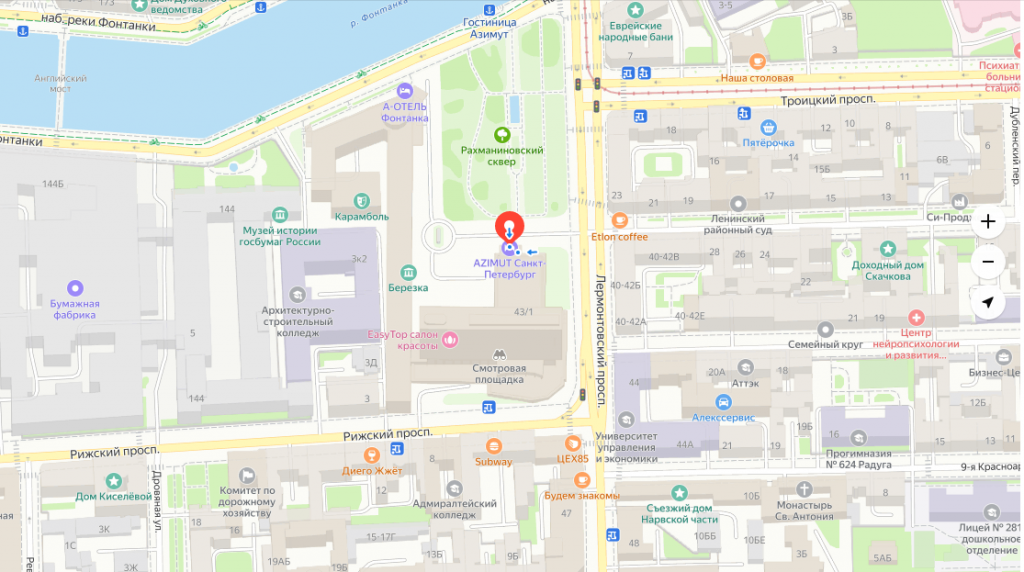 Отель In2It на карте Санкт-Петербурга