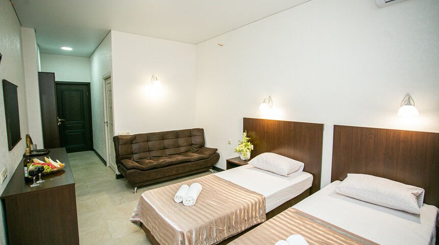 Гостевой дом Гости Кавказа в Цандрипшвид номер с двумя раздельными кроватями.jpg