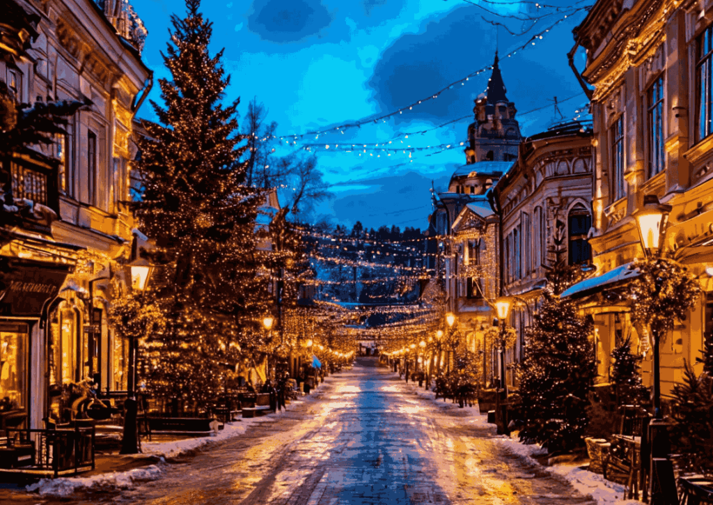 город Сартовала, красивые улочки украшенные перед Рождеством.png