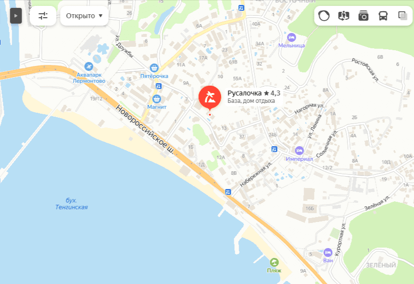 База отдыха Русалочка, Лермонтово на карте.png